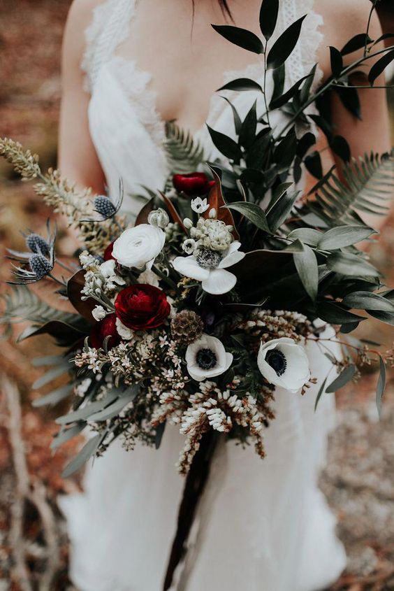 dark burgundy Cascading wedding bouquet