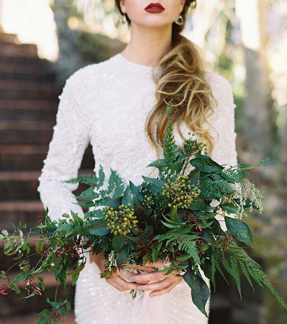 Green flowerless bridal bouquet